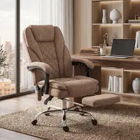 STILVORA Bureaustoel 72 x 67 x 119 cm - Massagefunctie Met Lendenwarmte En Voetensteun - Voor Thuiswerkplek - Polyester Bruin