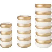 J-Line vaas - porselein - goud/wit - 3 stuks