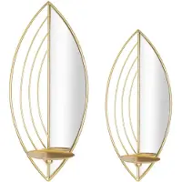 Mauro Ferretti Wandkandelaar Leaf Candle Holder Set 2 Pcs 18×13×41 cm