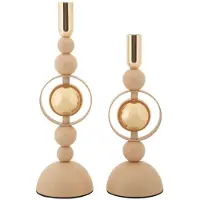 Mauro Ferretti Kandelaar Saturn Pink Set 2 Pcs Ø 10×27 cm