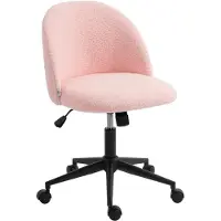 STILVORA Bureaustoel 52 x 59 x 75,5-84,5 cm - Draaibaar En Hoogteverstelbaar Met Wielen En Kantelfunctie - Voor Werkplek Of Kaptafel - Teddyfleece Roze
