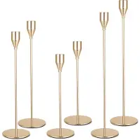 Unyqoos Elegante 6-delige set metalen kandelaars in goud voor sfeervolle decoratie
