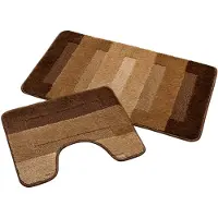 Hamat Badmat Set Nevada – Douchemat 50x80 cm & WC Mat 40x50 cm – Zachte Chenille Badkamermat – Antislip – Wasbaar – Oeko-Tex– Bruin