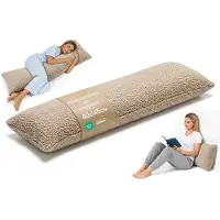 Totsy Baby Zijslaapkussen 40x145 cm afneembare hoes – ergonomisch lichaamskussen body pillow voor zijslapers Bouclé zacht ademend vormvast – OEKO-TEX gecertificeerd Beige