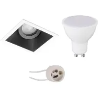 BES LED GU10 Inbouwspot Set - Mat Zwart/Wit - Inbouw Vierkant - Kantelbaar - Pragmi Zano Pro - 4W - Warm Wit 3000K - 93mm