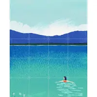 IXXI Morning Dip, Henry Rivers - 80 x 100 cm - Gratis ophangtool - Grote wanddecoratie en posters - Schilderijen, Illustraties, Kleurrijk, Aquarel