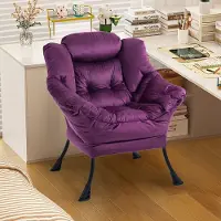 HAUSS SPOLE Fauteuil - Relaxstoel Met Zijvak En Armleuningen - Niet Verstelbaar Voor Woonkamer, Slaapkamer En Balkon - Velvet Paars