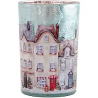 Clayre & Eef Waxinelichthouder Ø 12x18 cm Blauw Glas