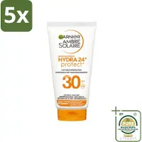 Garnier 5 x - Ambre Solaire - Zonnebrandcrème - Hydra 24H Protect - SPF 30 - Reisformaat - 50 ml - Grootverpakking - Zonbescherming - Zonnebrandcrème - SPF 30 - Hydratatie - Reisformaat