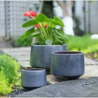 HAUSS SPOLE Bloempot Handgemaakt – Mat Zwart – Ø 22 cm – Keramiek – Voor Binnen En Buiten – Vorstbestendig Met Afwateringsgat – Voor Kleine Planten