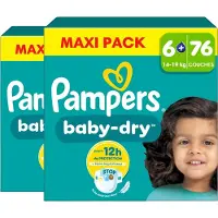 Pampers Baby-Dry luiers - Maat 6+ (14-19 kg) - 152 stuks (2 x 76) - Stop & Protect