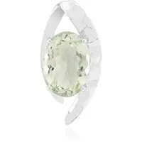 Cavill - 925 Sterling Zilver met Palladium Gecoate Hanger - Groene Ovale Amethist 9,512 ct - Braziliaanse Edelsteen - Elegante Dameshanger Zilver
