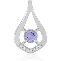 Cavill - Zilveren Hanger met Tanzaniet 0,34 ct en Zirkonia Pavé - 925 Sterling Zilver Platina Gecoat - Elegante Ronde Blauwe Edelsteen uit Tanzania