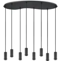 Home Sweet Home - Metaal kroonluchter - Industrie hanglamp - Zwart - Met 8 pcs lampvoeten - Ontworpen voor Eetkamer en Slaapkamer - 80 X 27.5 X