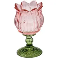 Clayre & Eef Waxinelichthouder Roze Glas