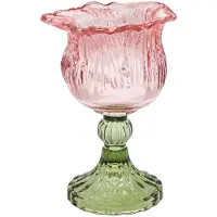 Clayre & Eef Waxinelichthouder Roze Glas