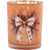 Clayre & Eef Waxinelichthouder Ø 10x13 cm Bruin Glas