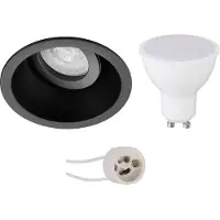 BES LED GU10 Inbouwspot Set - Mat Zwart - Inbouw Rond - Kantelbaar - Pragmi Zano Pro - 4W - Warm Wit 3000K - Ø93mm