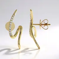 Cavill - 9K Geelgouden Oorbellen met Afrikaanse Diamanten 0,134 ct I1(H) Rondgeslepen - Elegante Fijne Gouden Dames Sieraden