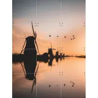 IXXI Gansen Boven Kinderdijk, Teun de Leede & Kunst in Kaart - 60 x 80 cm - Gratis ophangtool - Grote wanddecoratie en posters - Fotografie, Gang