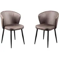 Lina Wave Eetkamerstoelen Antraciet - Set van 2 - Microfiber