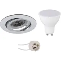 BES LED GU10 Inbouwspot Set - Mat Zilver - Inbouw Rond - Kantelbaar - Pragmi Aerony Pro - 4W - Warm Wit 3000K - Ø82mm