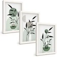 Tulup 3-Delige Schilderij Set - Abstracte plantencomposities in boho-stijl - 20x30 - Wanddecoratie - Schilderijen Set - Kantoor - Decoratieve Schilderijen
