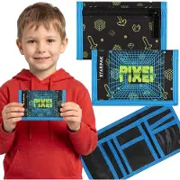 Sarcia.eu PIXEL Portemonneetje voor jongens, portemonnee voor geld, portemonnee met klittenband, voor gamers 9x13x1 cm