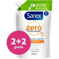 Sanex Zero% Nourishing & Hypoallergenic Douchegel voor Droge Huid - Navulling 500 ml Douchegel