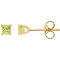Cavill - Geelvergulde Zilveren Oorbellen - 0,39 ct Madagaskar Sfeen Princess - Elegante Subtiele Edelsteen Oorbellen - 925 Sterling Zilver