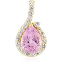 Cavill - Zilveren Hanger met Peervormige Kunziet 2,177 ct - Verguld 925 Sterling Zilver - Elegante Sieraden met Zirkonia Totaal 2,705 ct