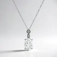 Cavill - Elegante Zilveren Halsketting 925 Sterling - Witte Ovale Topaas 3,77 ct & Zirkonen 0,09 ct - Tijdloze Dames Sieraden