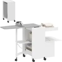 HOMCOM - Strijkplankkast - Linnen (100% polyester), MDF - 154 x 55 x 87 cm - Wit