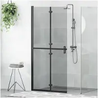 vidaXL Inloopdouche wand Zwart 90 x 6.5 x 190 cm