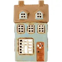 Ib Laursen - Keramieken Huisje - Lichtblauw - Waxinelichthouder - 17.5 cm