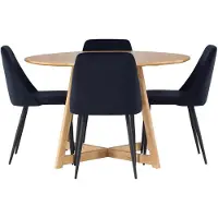 Ebuy24 Yakidon eethoek eettafel met uitschuifbare functie bruin 4 stoelen velours zwart.