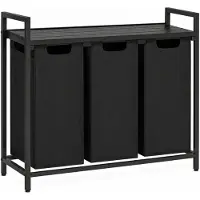 Begryf - Wasmand - metaal/stof - 3 vakken - 114 liter - 92,5 x 33 x 71 cm