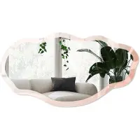 Wallfluent Pastel Minimalisme Spiegel - Romig Stijlvolle Wandspiegel - Organische Spiegel - Slaapkamer, Woonkamer, Hal - Boho - 45x90 cm - Totale afmeting 52x97 cm