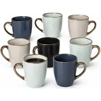 Gerimport Koffie / thee mok Regina - 8x stuks - multi kleuren - 350 ml - mokken - keramiek