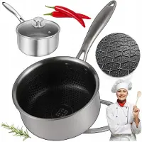Edenberg RVS Steelpan met Deksel 18cm 2.0L Hexagonale Anti-aanbaklaag