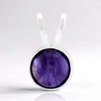 Cavill - Zilveren Hanger 925 Sterling Zilver - 1,794 Ct Ronde Charoiet Cabochon - Gerhodineerd - Luxe Chique Sieraad - Paars Kleur