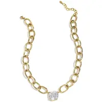 Yehwang Schakelketting met statement hanger - steen - goud - stainless steel