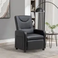 HAUSS SPOLE Fauteuil - Relaxfauteuil - Handmatig Verstelbare Rugleuning Met Uitklapbare Voetensteun - Voor Woonkamer - Kunstleer Zwart