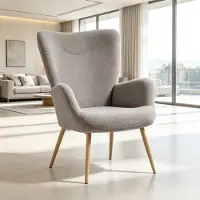 HAUSS SPOLE Fauteuil Hoog Rugleuning Met Armleuningen Comfortabele Lounge Fauteuil Voor Woonkamer En Leeshoek Stof Grijs Voor Dagelijks Ontspannen