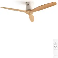 Create - Plafondventilator silent 100% hout 40W (Ø112cm) - Geen licht - Afstandsbediening - 6 snelheden - Programmeerbaar - WIND CALM NATURAL WOOD