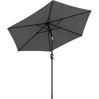 Happiq Tuinparasol 270 cm – Donkergrijs - Kantelbaar Handbediend met UV 50+ Bescherming