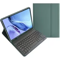Mobigear Tablethoes geschikt voor Apple iPad Pro 11 Inch (2025) Hoes | Keys QWERTY Bluetooth Toetsenbord Bookcase + Stylus Houder - Groen