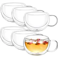 Wilmax England Thermo Glass - Dubbelwandige Glazen Mokken - 250 ml - Set van 6 - Transparant - Borosilicaatglas