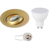 BES LED GU10 Inbouwspot Set - Mat Goud - Inbouw Rond - Kantelbaar - Pragmi Alpin Pro - 4W - Warm Wit 3000K - Ø92mm