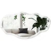 Wallfluent Golven Van Elegantie Spiegel - Wit Moderne Rechthoekige Wandspiegel - Organische Spiegel - Woonkamer, Kantoor, Slaapkamer - Klassiek - 45x90 cm - Totale afmeting 52x97 cm